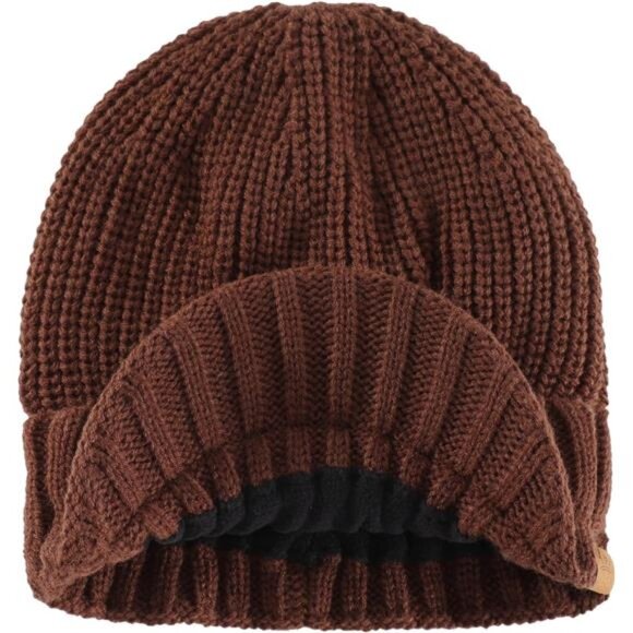 Men's Winter Hat Thick Knit Beanie Cap Coffee - Picture 2 of 6